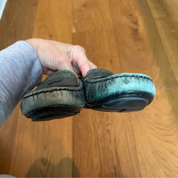 Prada Green Crocodile Embossed Leather Penny Loafer Size EU 37 = US 7 - Picture 10 of 12